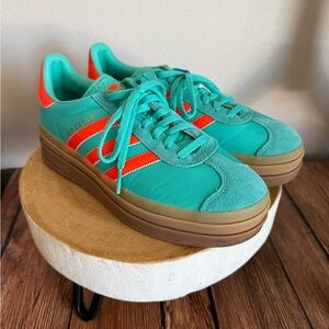 Like new adidas Gazelle Bold 'Mint Rush Impact Orange' Women's Shoes Size 7 US